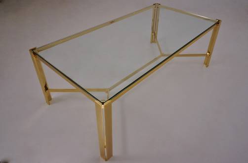 Gold coffee table, gold plated gilt by Pierre Vandel, 1970`s ca, France